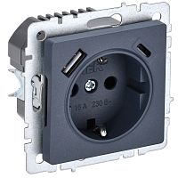 Розетка с заземлением +2xUSB тип A+C без рамки IEK Brite РЮш11-1-БрМ 1-м. маренго картинка